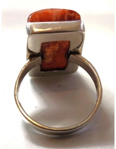 Pierre du soleil bague rectanglaire argent