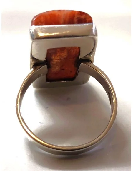 Pierre du soleil bague rectanglaire argent