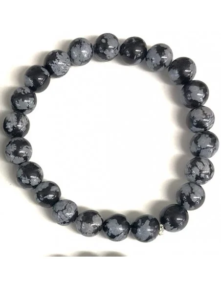 Obsidienne flocon de neige 8mm bracelet  boule