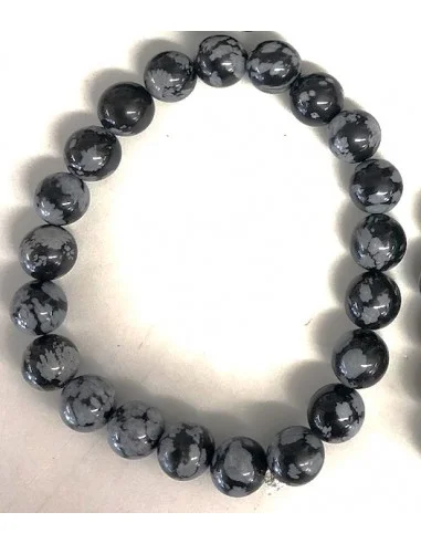 Obsidienne flocon de neige 8mm bracelet  boule