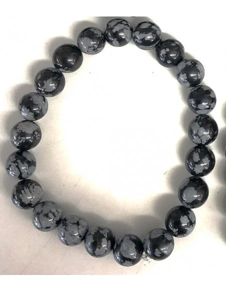 Obsidienne flocon de neige 8mm bracelet  boule