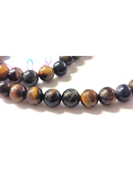 Collier Oeil de faucon 8mm fermoir métal