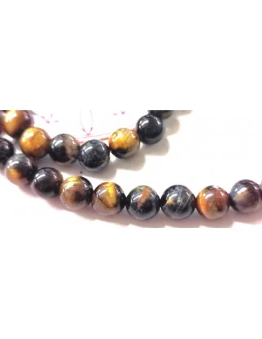 Collier Oeil de faucon 8mm fermoir métal