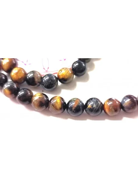 Collier Oeil de faucon 8mm fermoir métal