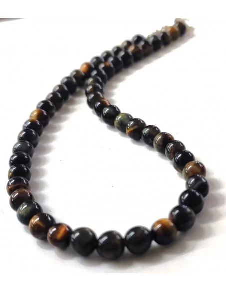 Collier Oeil de faucon 6mm. fermoire en argent