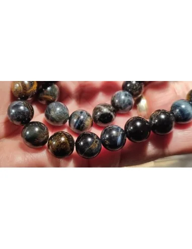 Collier Oeil de faucon 6mm. fermoire en argent