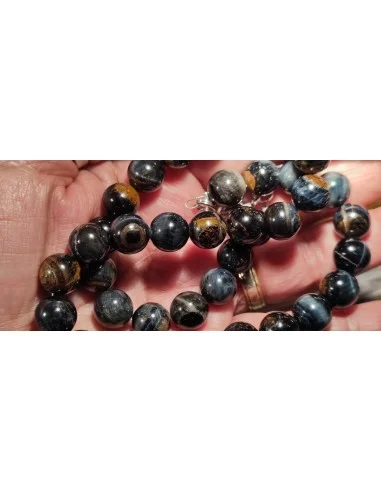 Collier Oeil de faucon 6mm. fermoire en argent