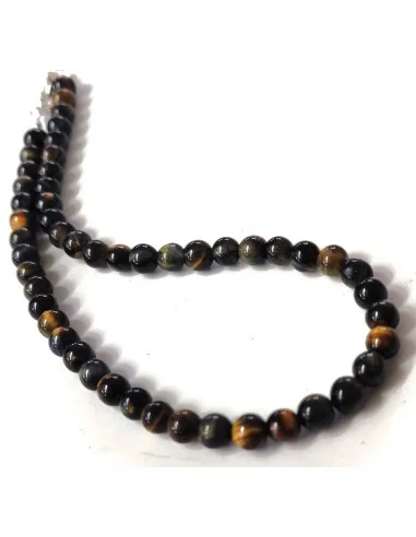 Collier Oeil de faucon 6mm. fermoire en argent