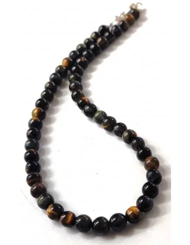 Collier Oeil de faucon 6mm. fermoire en argent