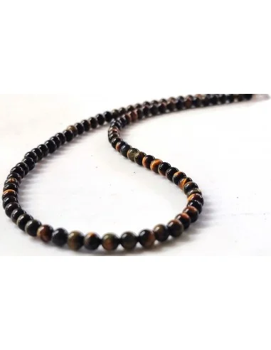 Collier Oeil de faucon 4mm. fermoir argent