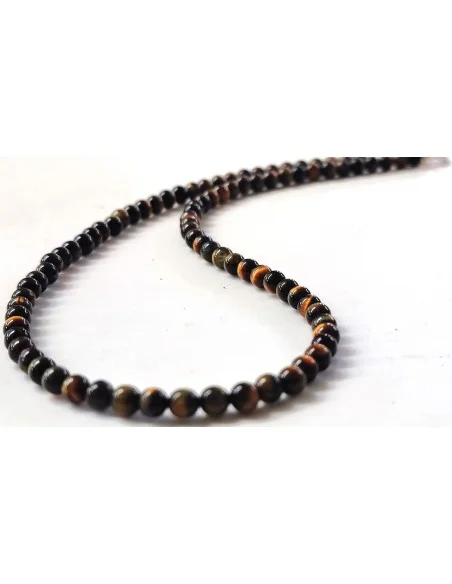 Collier Oeil de faucon 4mm. fermoir argent