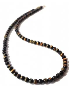 Collier Oeil de faucon 4mm. fermoir argent