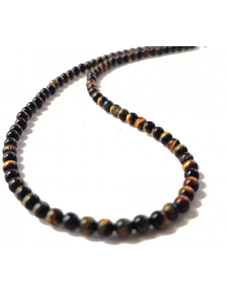 Collier Oeil de faucon 4mm. fermoir métal