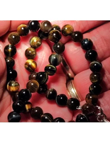 Collier Oeil de faucon 4mm. fermoir métal