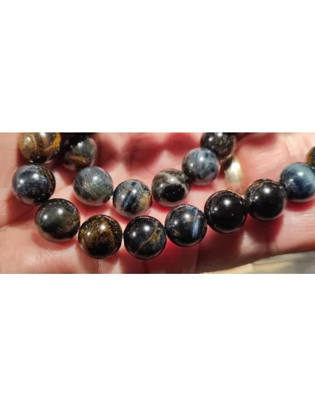 Collier Oeil de faucon 10mm fermoir argent