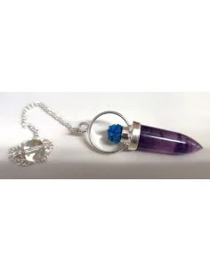 Pendule cavansite et améthyste 2