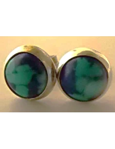 Azurite malachite boucles d'oreilles pouces argent 8mm