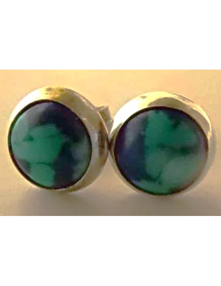 Azurite malachite boucles d'oreilles pouces argent 8mm