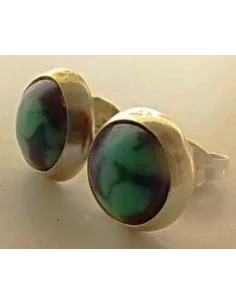 Azurite malachite boucles d'oreilles pouces argent 8mm 2