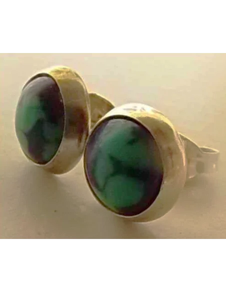 Azurite malachite boucles d'oreilles pouces argent 8mm