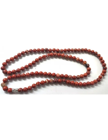 Mala bouddhiste jaspe rouge 6mm.