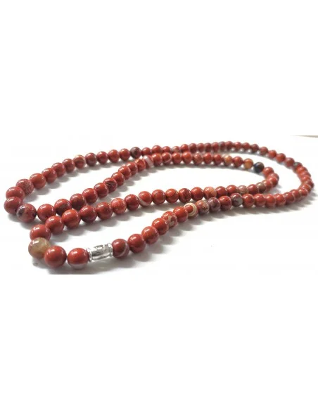 Mala bouddhiste jaspe rouge 6mm.