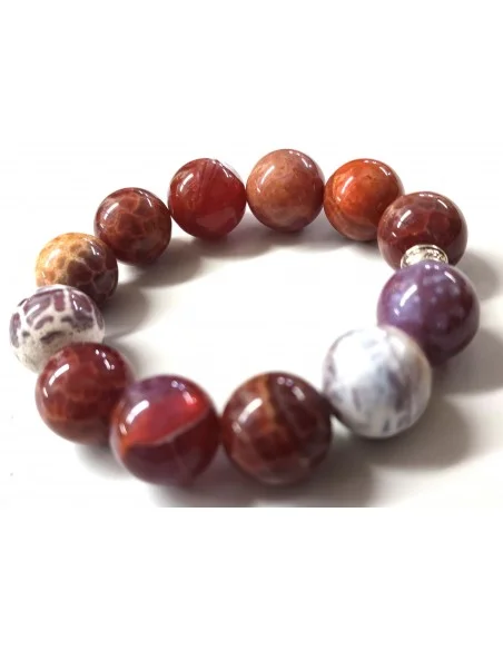 Agate de feu 17mm bracelet