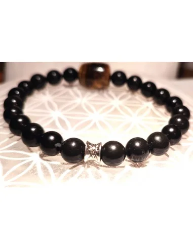 Bracelet Obsidienne noire et oeil de tigre