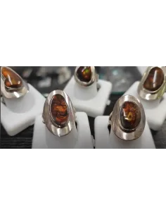 Agate de feu bague montée en argent.