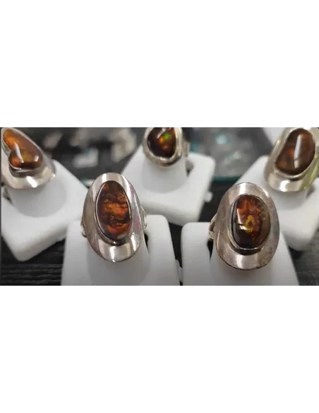 Agate de feu bague montée en argent.