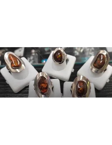 Agate de feu bague montée en argent.