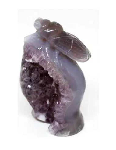 Cigale agate sur amethyste rose