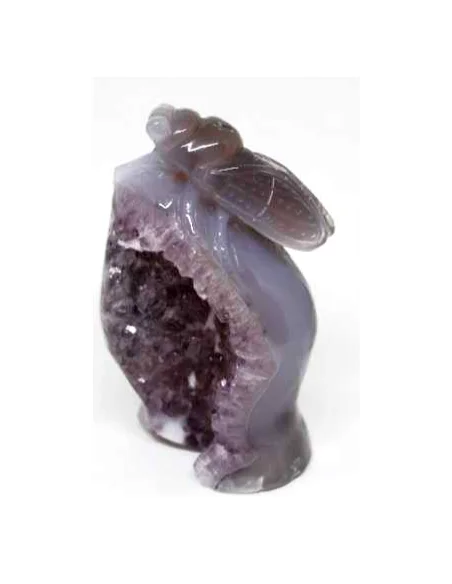 Cigale agate sur amethyste rose
