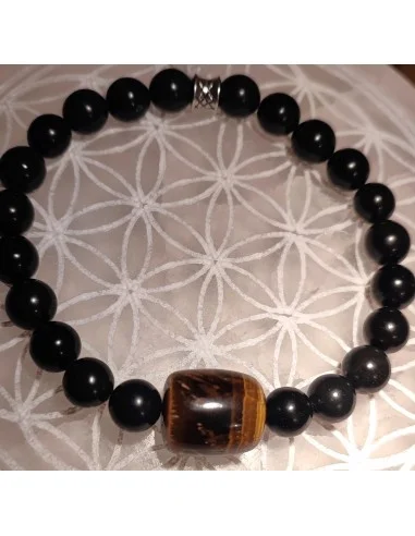 Bracelet oeil de tigre et obsidienne noire