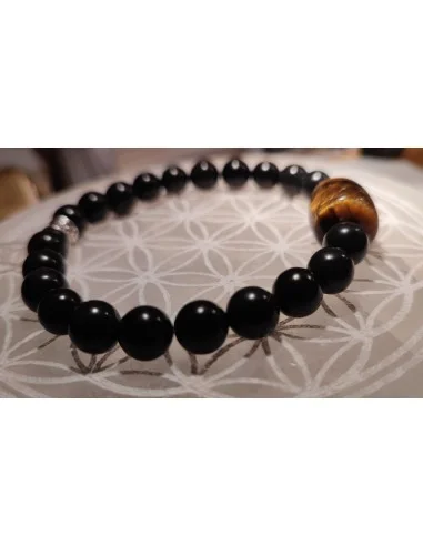 Bracelet oeil de tigre et obsidienne noire