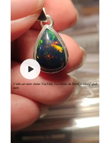 Pendentif Opale noire en forme de goûte