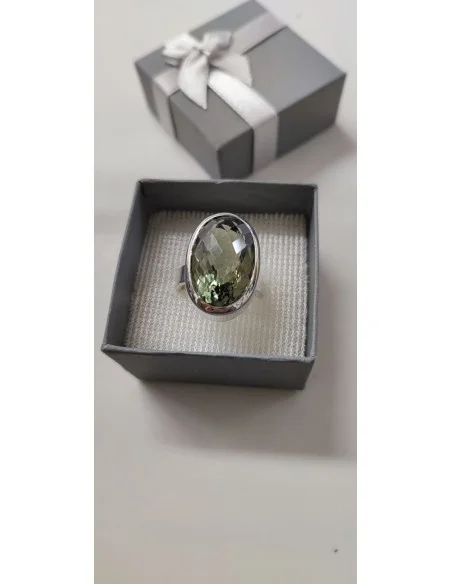 Bague Prasiolite gemme argent taille 54