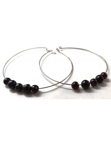 Boucles pierres créoles 58mm métal argenté