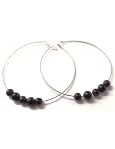 Boucles pierres créoles 58mm métal argenté 2