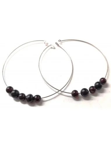 Boucles pierres créoles 58mm métal argenté