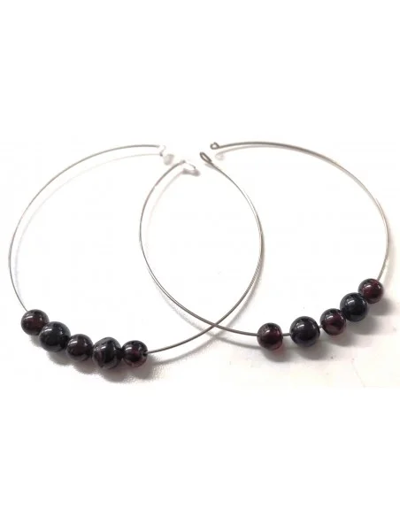 Boucles pierres créoles 58mm métal argenté