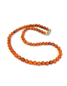 Jaspe rouge 6mm collier fermoire metal