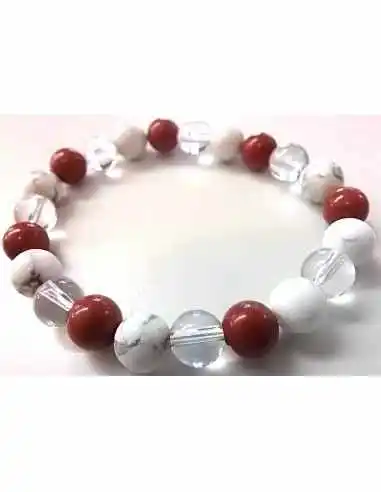 Bracelet magnesite, howlite, jaspe rouge 8mm