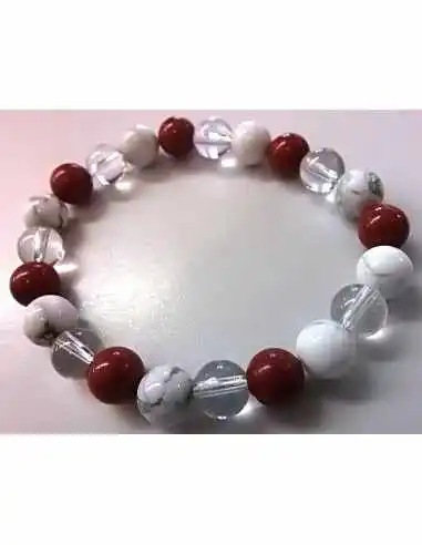 Bracelet magnesite, howlite, jaspe rouge 8mm