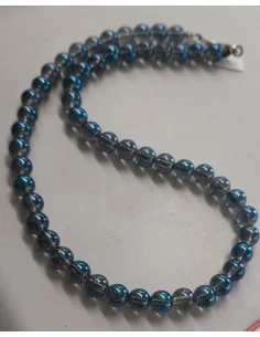 Collier aqua aura bleu sibérien 8mm