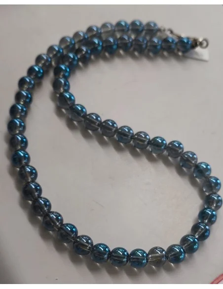 Collier aqua aura bleu sibérien 8mm