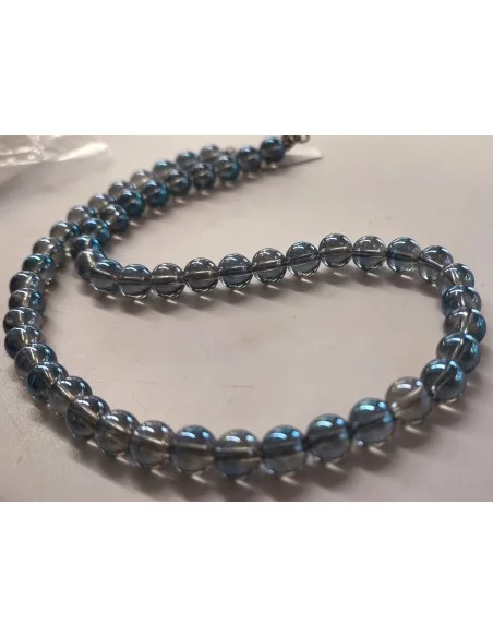 Collier aqua aura bleu sibérien 8mm
