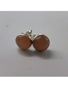 Pierre de lune nacré monté boucles argent 2