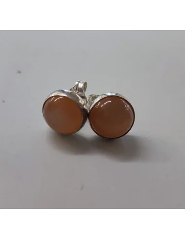 Pierre de lune nacré monté boucles argent