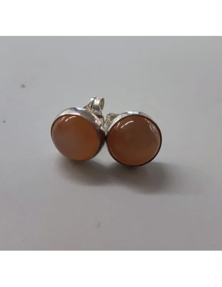 Pierre de lune nacré monté boucles argent